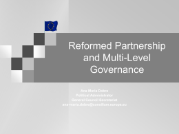 Reformed Partnership and Multi-Level Governance