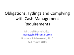 Obligations, Tydings and Complying with Cash Management