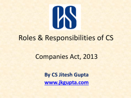 Role & Responsibilities of Company Secretary