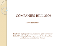 Companies Bill 2009 - Sukumar & Associates
