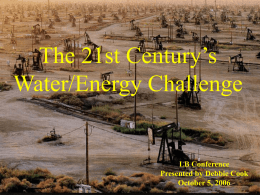 The 21st Century’s Water/Energy Challenge