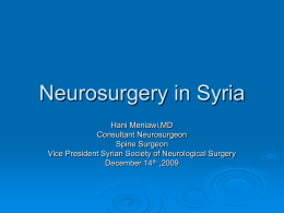Neurosurgery in Syria - Neurological Surgery Research ListServ