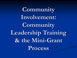 Community Involvement: Community Leadership Training & the