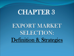 EXPORT MARKET SELECTION