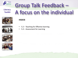 Group Talk Feedback – A focus on the individual