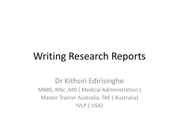Writing Research Reports