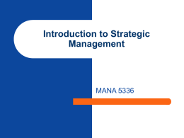 Introduction to Strategic Management