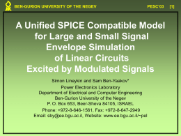 Unified SPICE Compatible Model (Envelope Simulations)