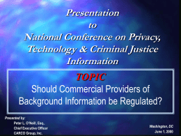 Presentation to National Conference on Privacy, Technology