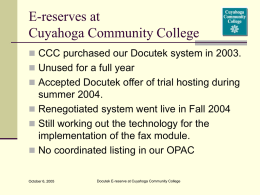 E-reserves at Cuyahoga Community College