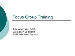 Focus Group Training - West Virginia University