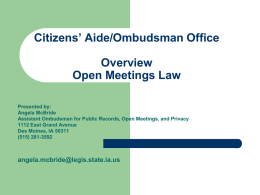 Citizens’ Aide/Ombudsman Office Public Records Law
