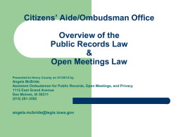 Citizens’ Aide/Ombudsman Office Public Records Law