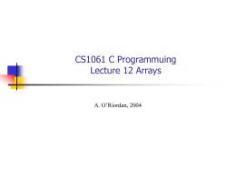 CS1061 C Programmuing Lecture 12 Arrays