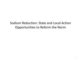 Sodium Reduction: State and Local Action Opportunities to
