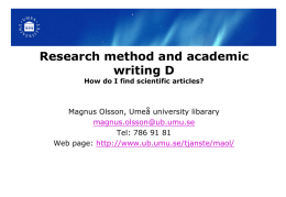 Research method and academic writing D How do I find