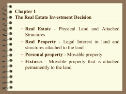 Chapter 1 Introduction to Real Estate Decision Making