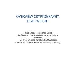 LIGHTWEIGHT CRYPTOGRAPHY - in (Mobiles,.. RFID), Supply …