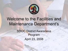 Welcome to Facilities and Maintenance Department