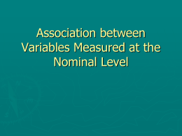 Association between Variables Measured at the Nominal Level