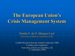 Conflict Prevention from the European Union’s perspective
