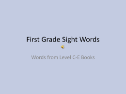 First Grade Sight Words - Glen Ellyn School District 41