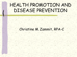 HEALTH PROMOTION AND DISEASE PREVENTION