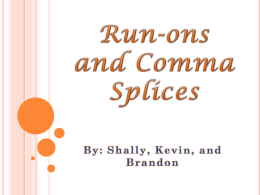 Run-ons and comma splices - Thomas Nelson Community College