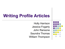 Writing Profile Articles
