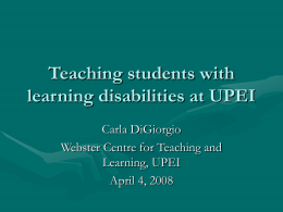 Teaching students with learning disabilities at UPEI