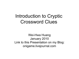 Introduction to Cryptic Crosswords