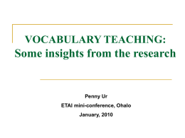 ASPECTS OF VOCABULARY TEACHING: Selection, first …