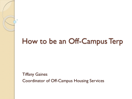 How to be an Off-Campus Terp