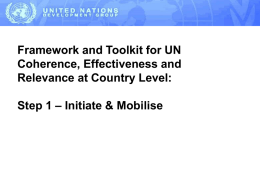 Framework and Toolkit for UN Coherence, Effectiveness and