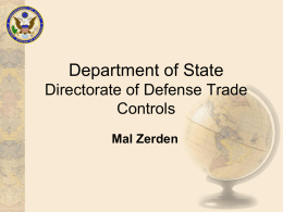 Department of State Office of Defense Trade Controls