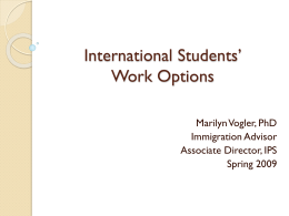 International Students’ Work Options