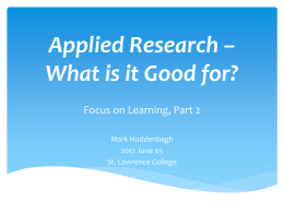Applied Research – What is it Good for?