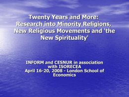 Twenty Years and More: Research into Minority Religions