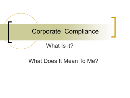 Corporate Compliance: - Heaven's Hands Community Services