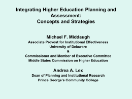 Integrating Higher Education Planning and Assessment