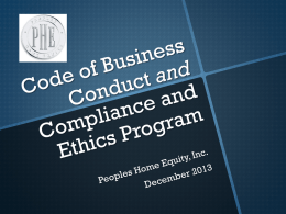 Code of Business Conduct - PHE Compliance