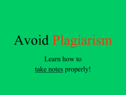 Avoid Plagiarism - Lamar Middle School