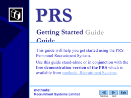 PRS Getting Started Guide