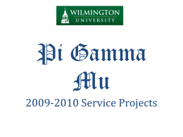Pi Gamma Mu 2009-2010 Service Projects