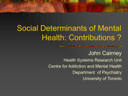 Social Determinants of Mental Health