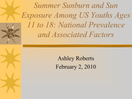 Summer Sunburn and Sun Exposure Among US Youths Ages 11 to