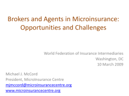 Brokers and Agents in Microinsurance: Opportunities and