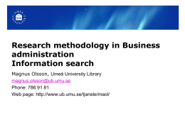 Research methodology in Business administration