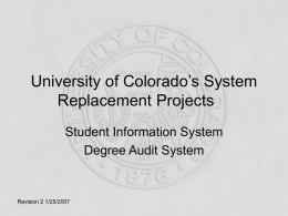 University of Colorado System Replacement Projects