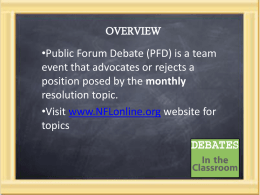 Public Forum Debate (PFD) - Westfield Washington Schools